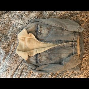 Fuzzy denim jacket